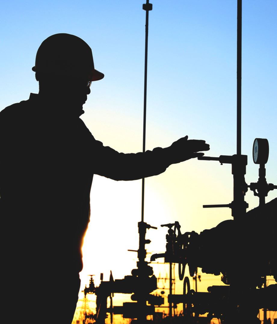 Oilfield worker silhouette