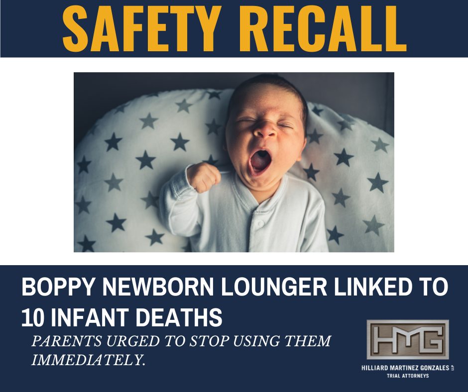 BOPPY SAFETY RECALL: image of a baby sleeping on a lounger